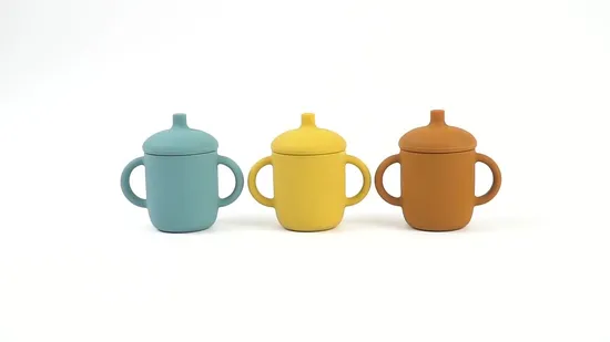 Amazon New Baby Straw Drink Training Cup Resistant High-Emperature Silicone Baby Cup